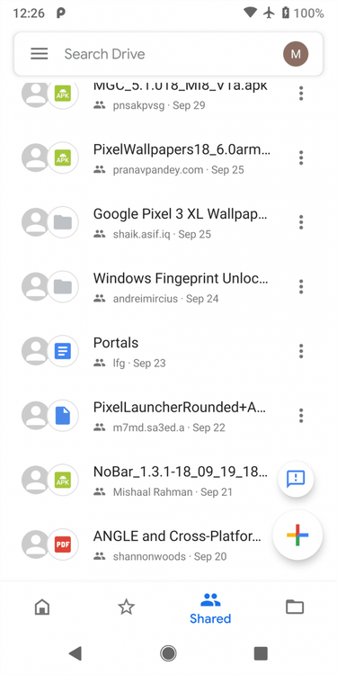 Google Drive's new Google Material Theme design
