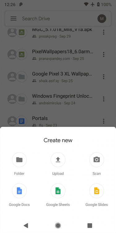 Google Drive's new Google Material Theme design