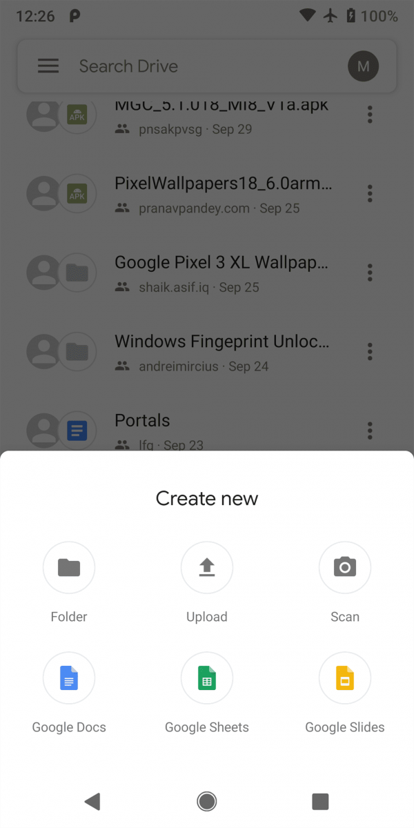 Google Drive's new Google Material Theme design