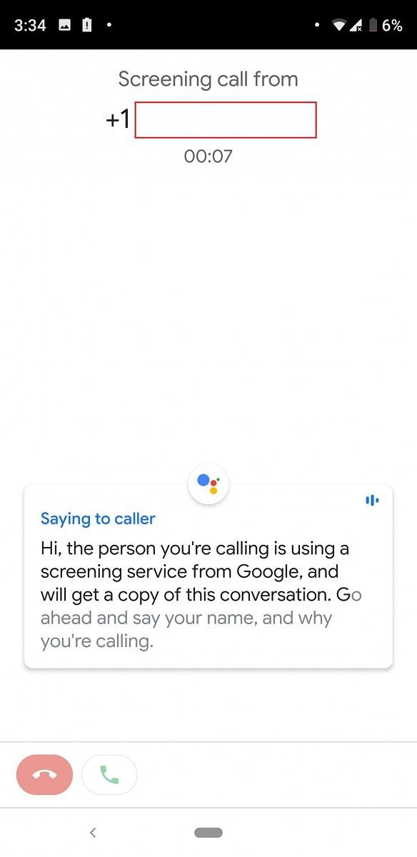Google Pixel 3 XL Call Screening