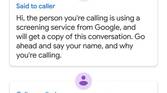 Google Pixel 3 XL Call Screening