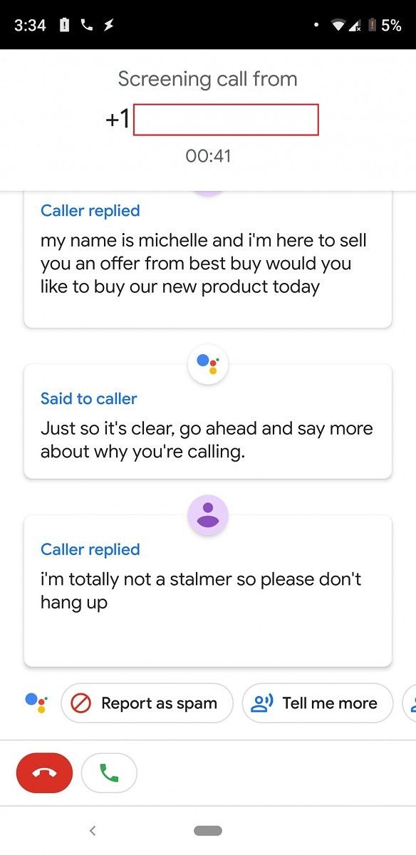 Google Pixel 3 XL Call Screening