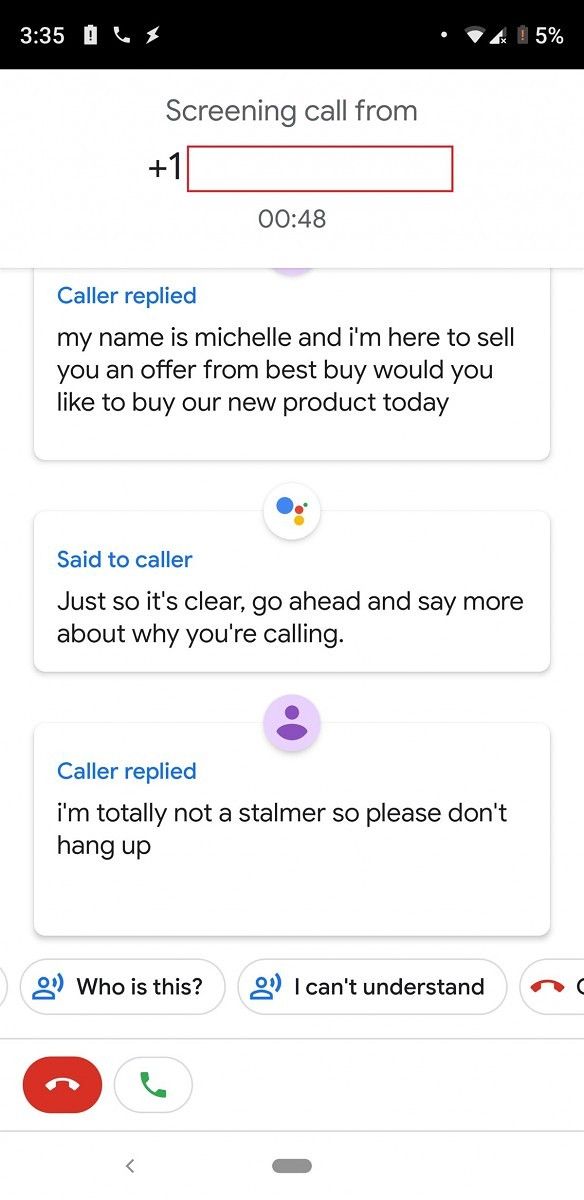 Google Pixel 3 XL Call Screening