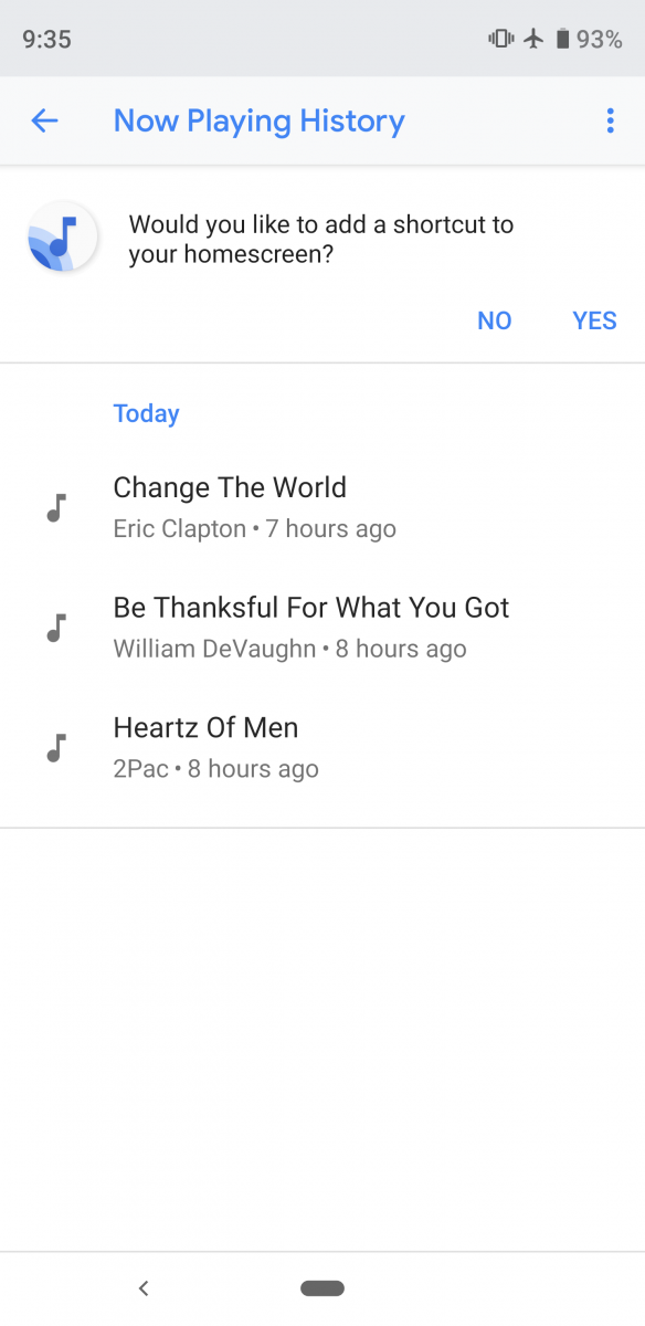 Google Pixel 3 Now Playing