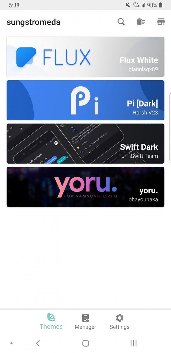 Substratum custom themes on Samsung Experience 10 based on Android Pie