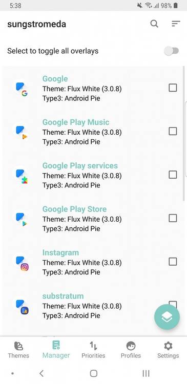 Substratum custom themes on Samsung Experience 10 based on Android Pie