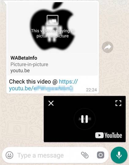 WhatsApp Picture-in-Picture mode