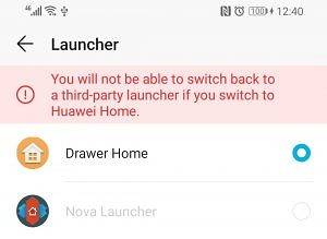 EMUI 9 default launcher settings
