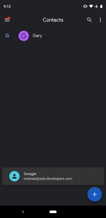 Google Contacts dark theme