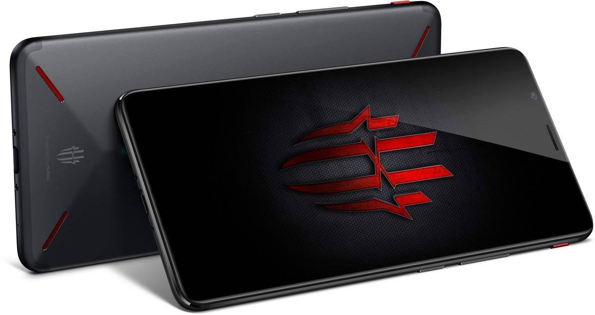 Nubia Red Magic gaming phone with RGB LED strip, GameBoost button, and ...