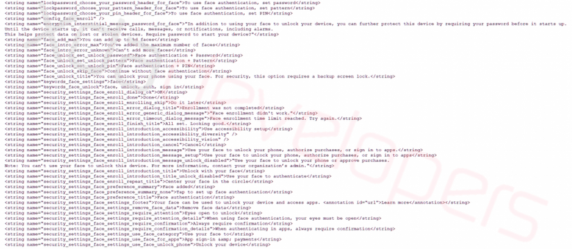 Android Q Face ID Settings Code