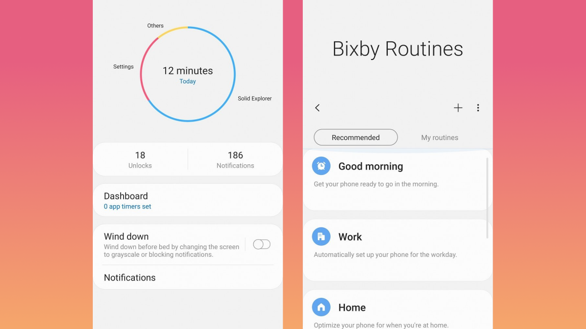 galaxy s10 digital wellbeing bixby routines