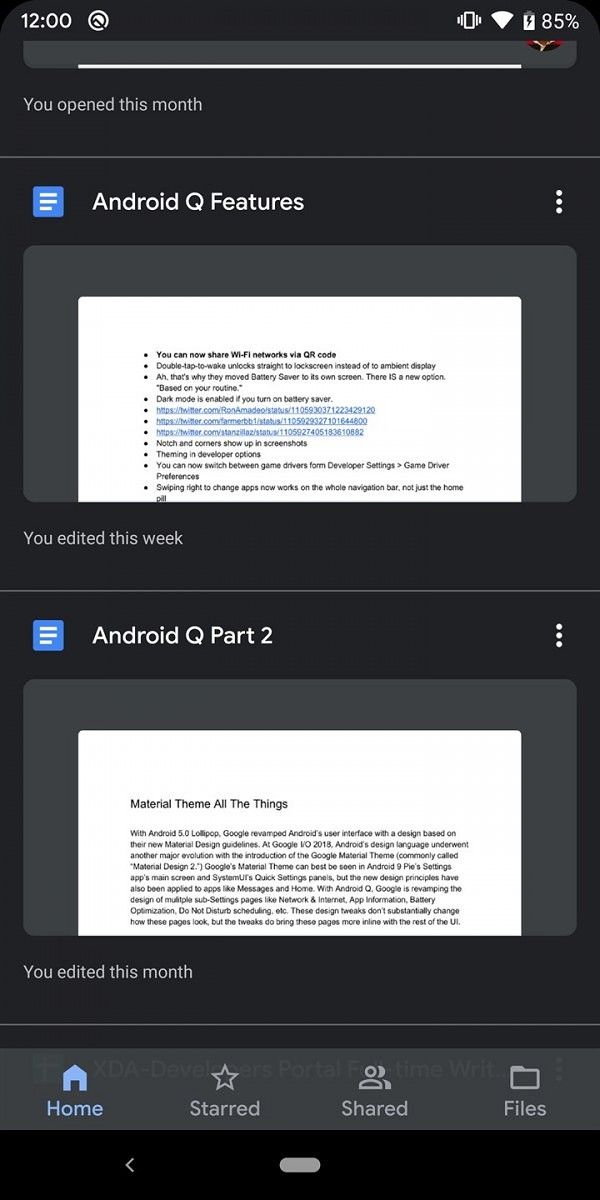 Google Drive Dark Theme