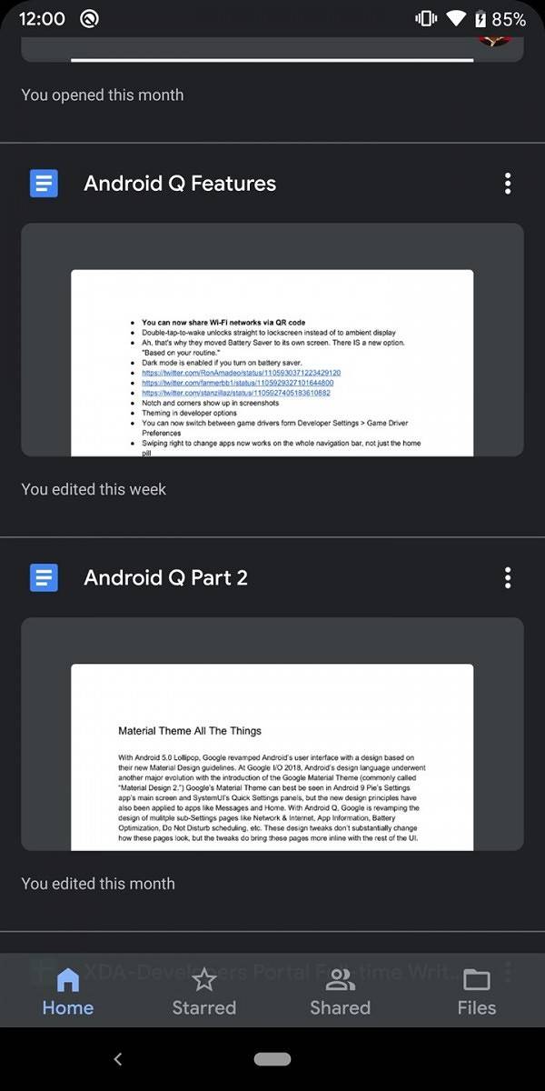 Google Drive Dark Theme