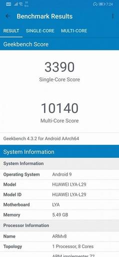 Huawei Mate 20 Pro Geekbench score