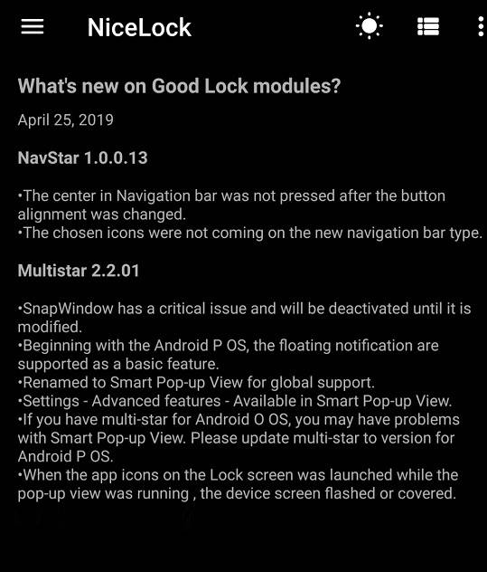 Good Lock Changelog 2 nicelock