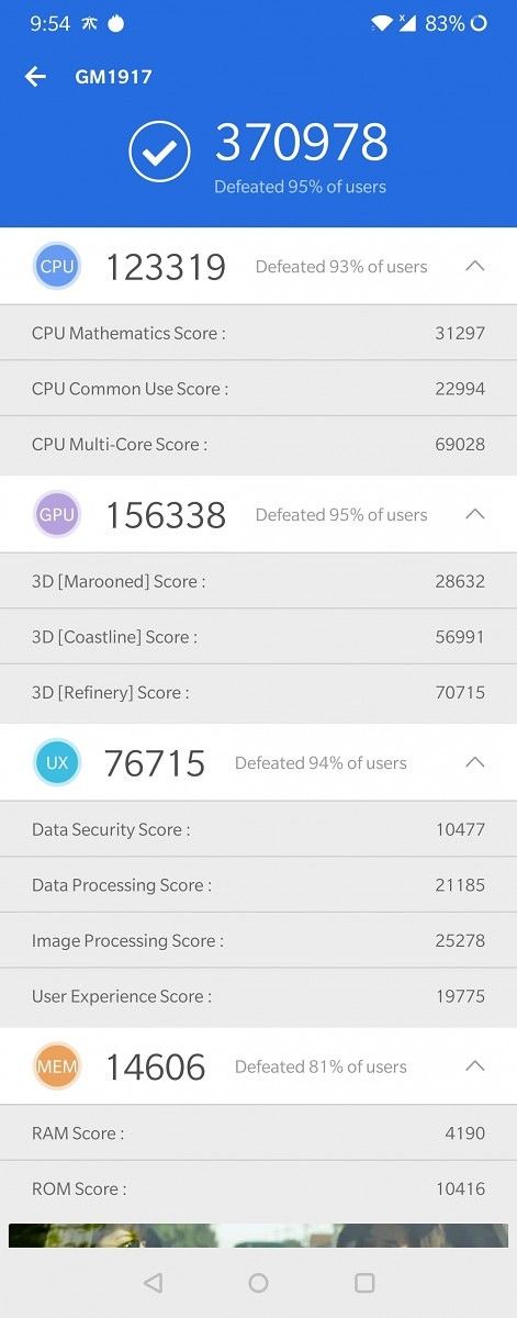 AnTuTu on the OnePlus 7 Pro