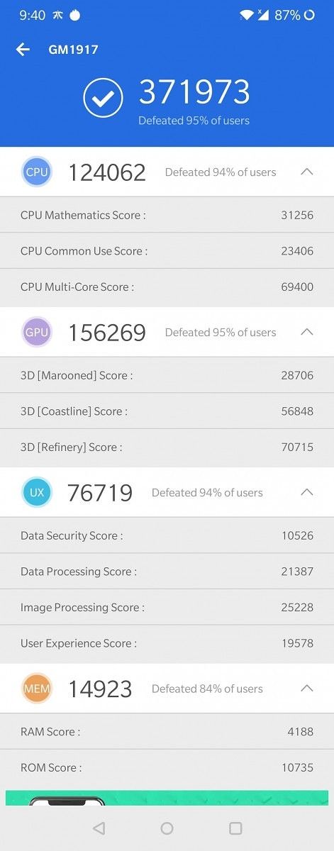 AnTuTu on the OnePlus 7 Pro