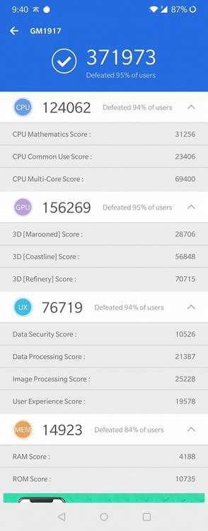 AnTuTu on the OnePlus 7 Pro