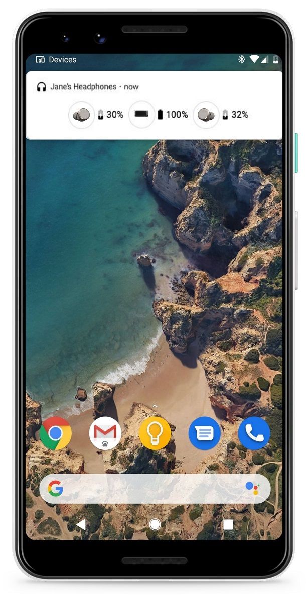 Android Q battery case open and close notification