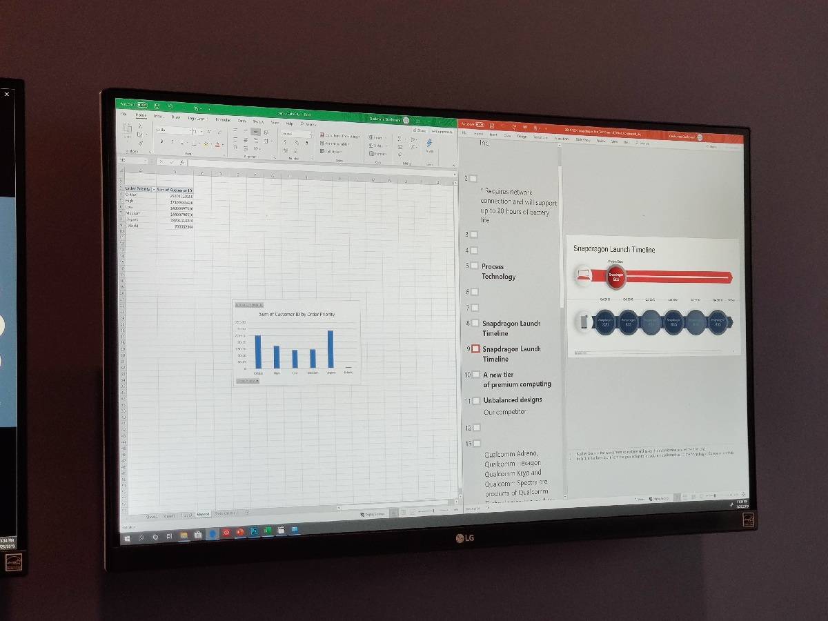 Microsoft Excel and Microsoft PowerPoint running on the Snapdragon 8cx on Windows 10