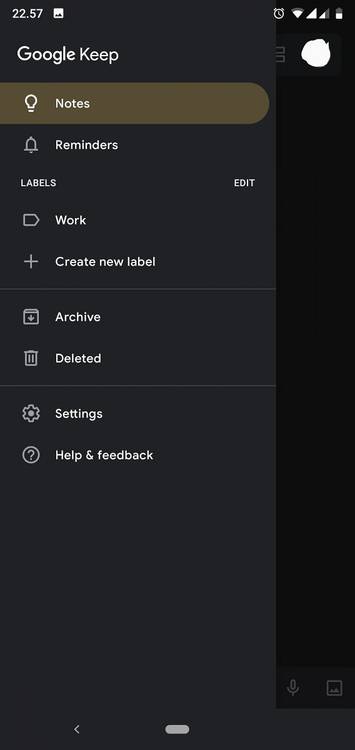 google keep notes dark mode