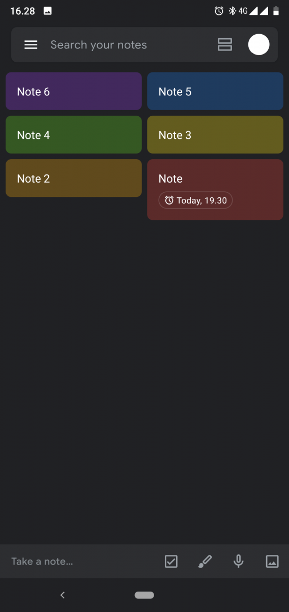 google keep notes dark mode