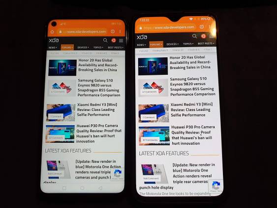 Honor 20 Display vs OnePlus 6T Display