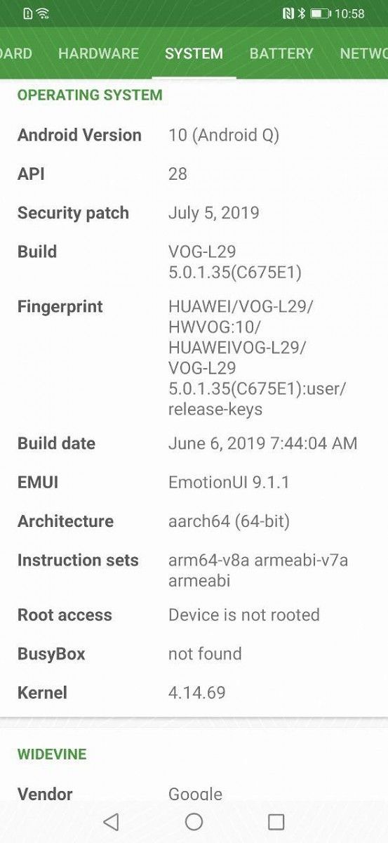Huawei P30 Pro running EMUI 10 based on Android Q