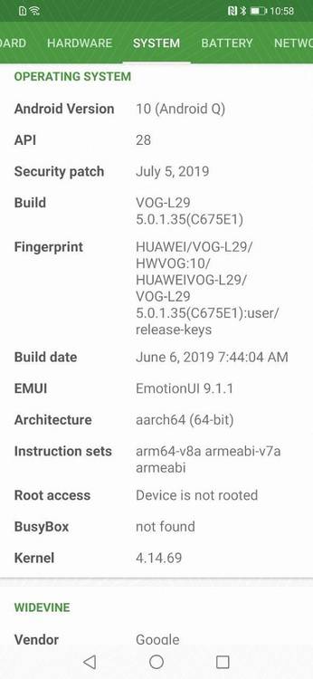Huawei P30 Pro running EMUI 10 based on Android Q