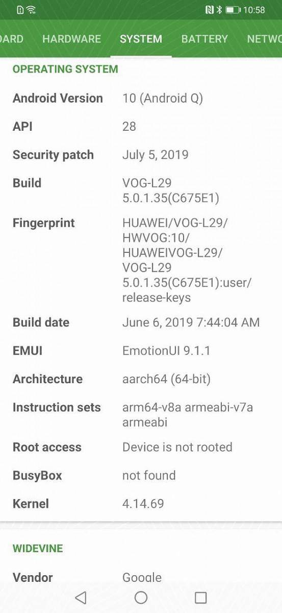 Huawei P30 Pro running EMUI 10 based on Android Q