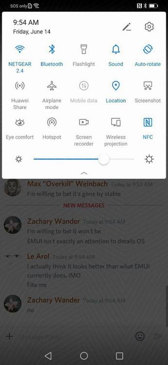 EMUI 10 quick settings