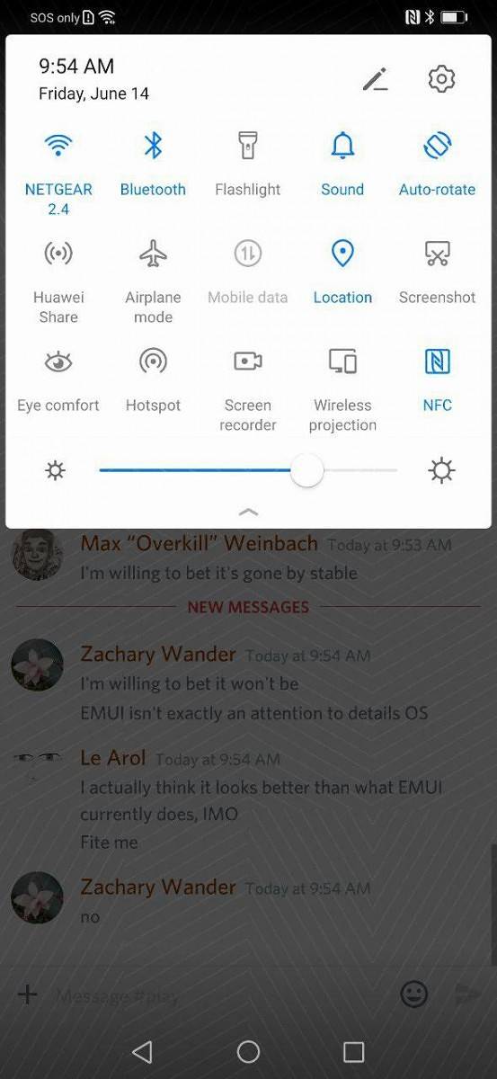 EMUI 10 quick settings