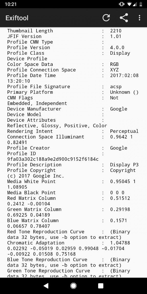 Google Camera app display P3 color space for Google Pixel 4 series?
