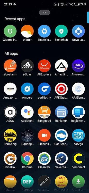 MIUI Launcher app drawer