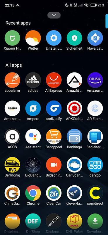 MIUI Launcher app drawer