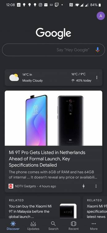 Google App dark theme