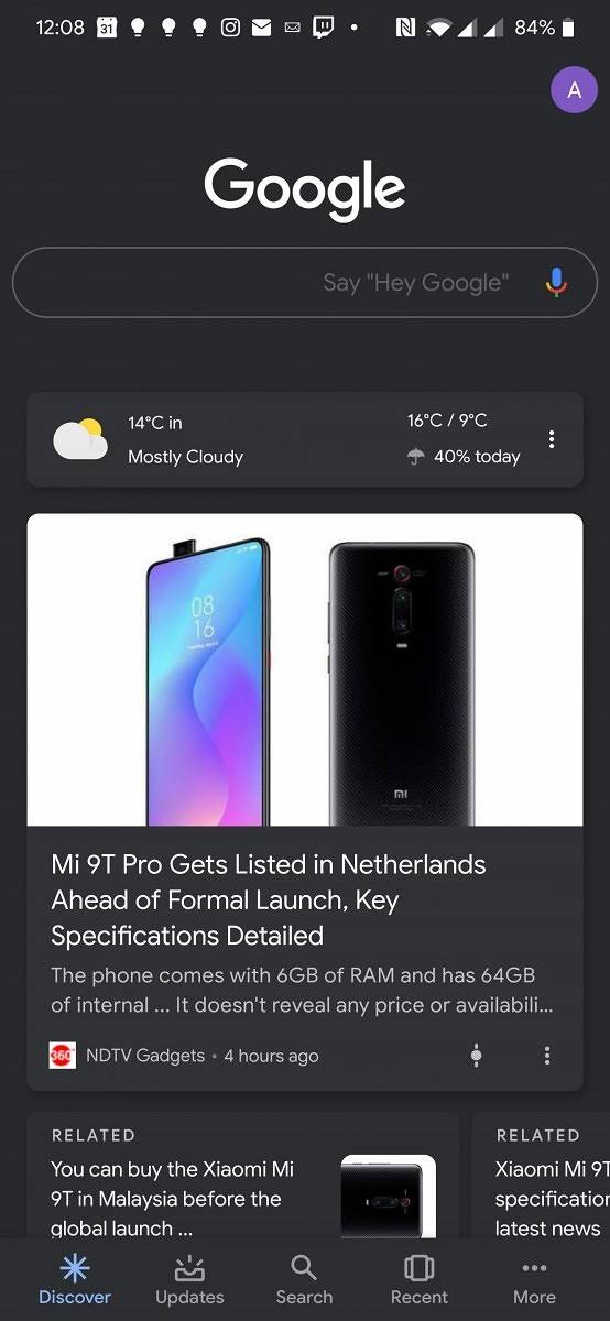 Google App dark theme