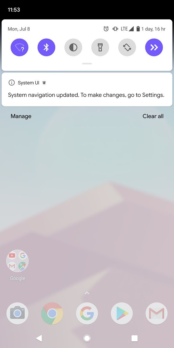 Android Q beta 5 blocks gesture navigation on third-party launchers