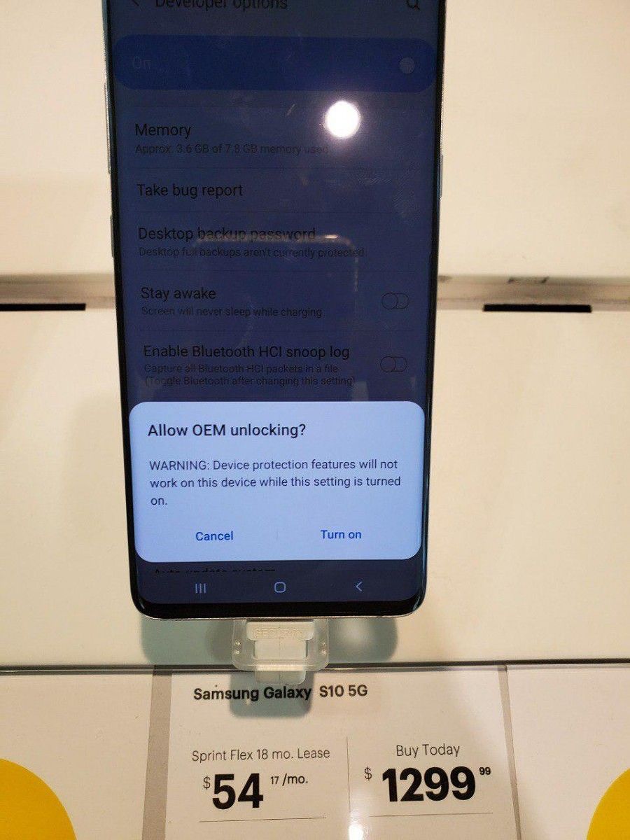 The Sprint 5G Samsung Galaxy S10 can be bootloader unlocked