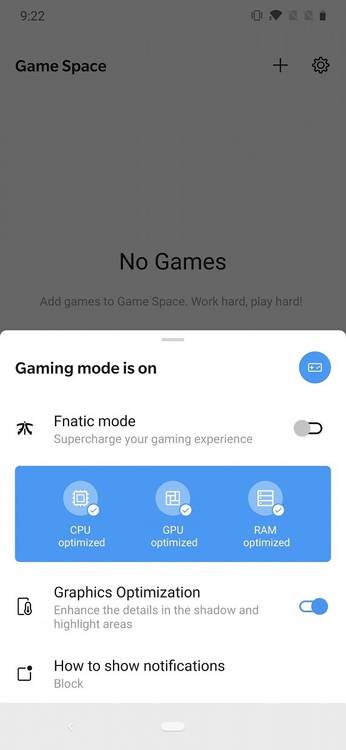 OnePlus 7 Pro Game Space in Android Q DP3