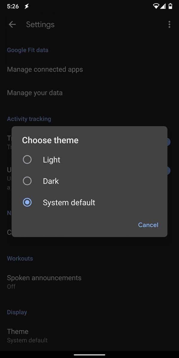 google fit dark theme