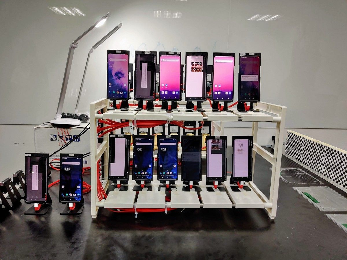 OnePlus Taiwan Camera Lab showing test bench of devices