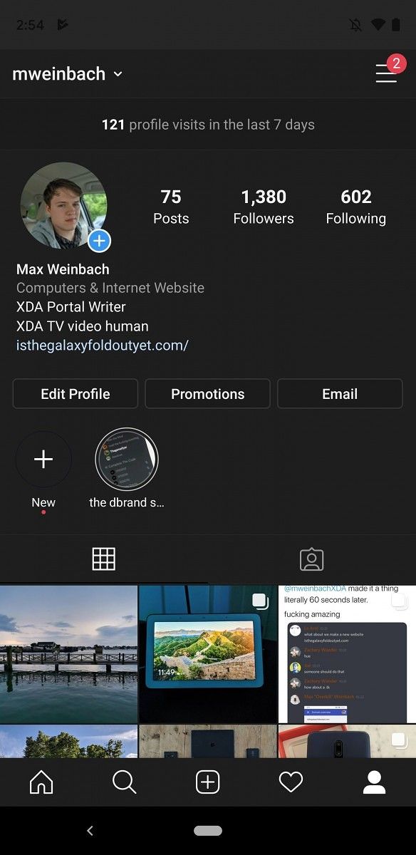 Instagram dark theme in Android Q
