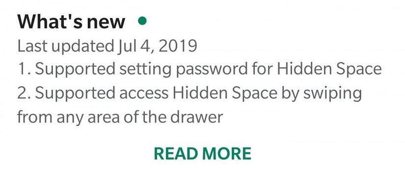 OnePlus Launcher hidden space password