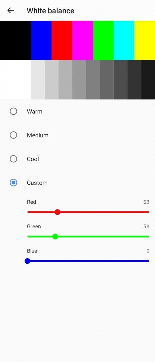 Sony Xperia 1 D65 RGB adjustments