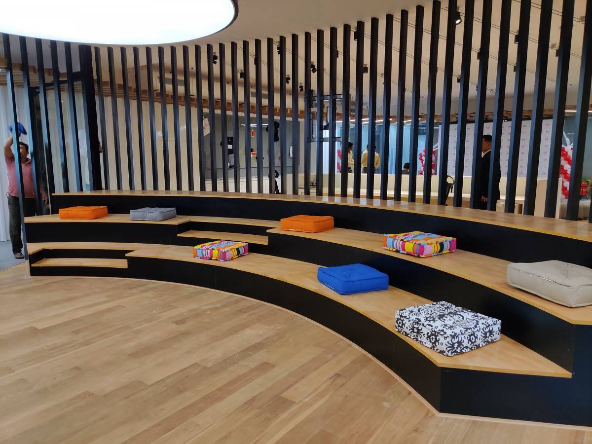 OnePlus India R&D Center in Hyderabad, showing team casual meeting area