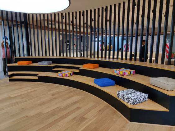 OnePlus India R&D Center in Hyderabad, showing team casual meeting area