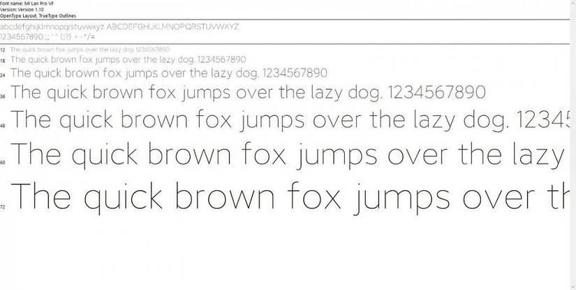MiLanPro Font Preview on MIUI 10