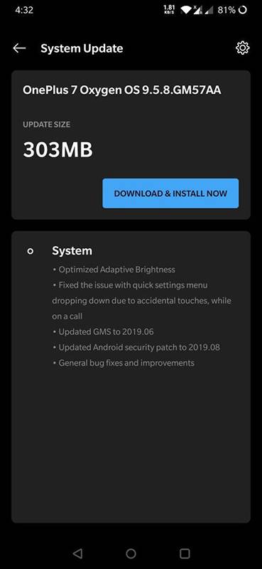 oneplus 7 oxygenos 9.5.8